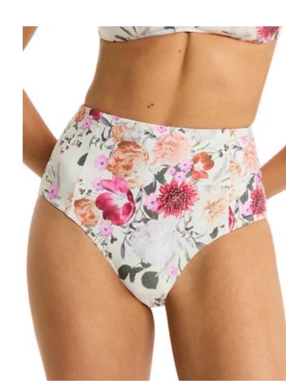 Sea level Belle Paneled High Waist Bikini Bottoms - Coconut Floral